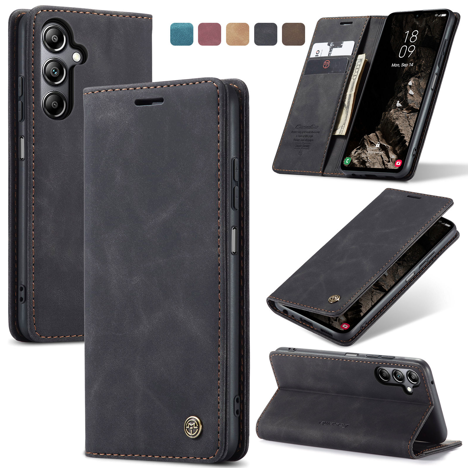 Leather Folio Wallet Case - Flip Wallet Case for Samsung Galaxy