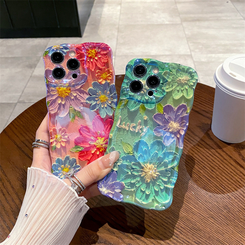 Phone Cases Drawing - Retro Blue Light Oil Painting Flowers