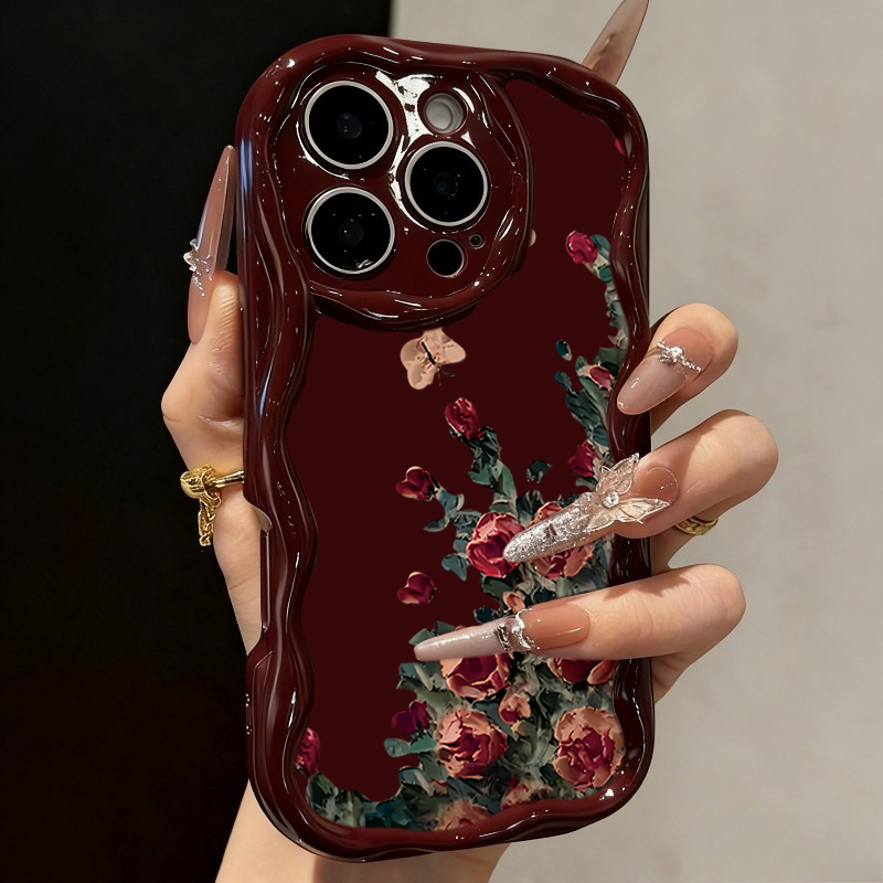 Phone Cases Drawing - Retro Oil Painting Flower Pattern Phone