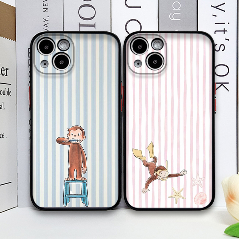 Phone Cases For Iphone 17 - Cartoon Striped Monkey Holding Cat Phone