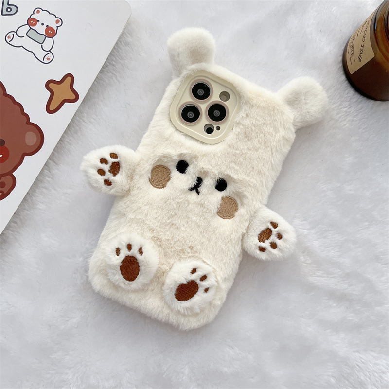 Korean 3D Cartoon Bear Fluffy  - đánh giá và giá Phone Cases For Iphone 17