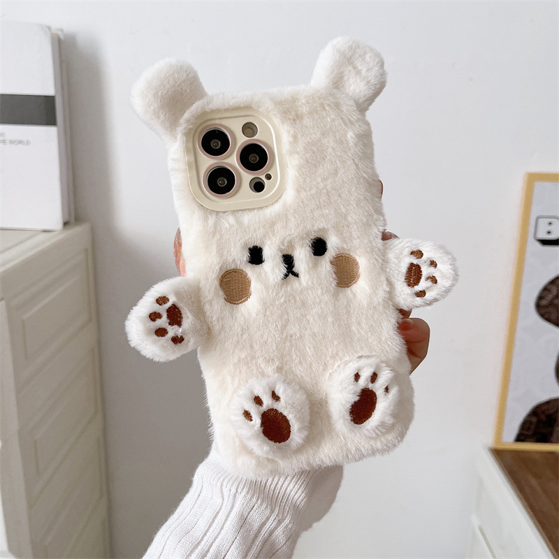 Korean 3D Cartoon Bear Fluffy  - đánh giá và giá Phone Cases For Iphone 17