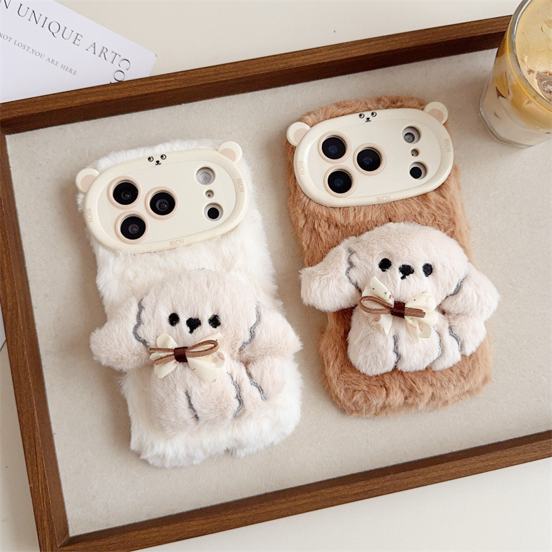 3D Cartoon Bowknot Puppy Warm  - đánh giá và giá Phone Cases For Iphone 17