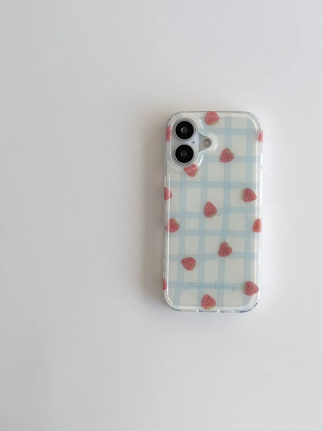 Fresh Blue Grid Pattern Strawb - đánh giá và giá Phone Cases Expensive