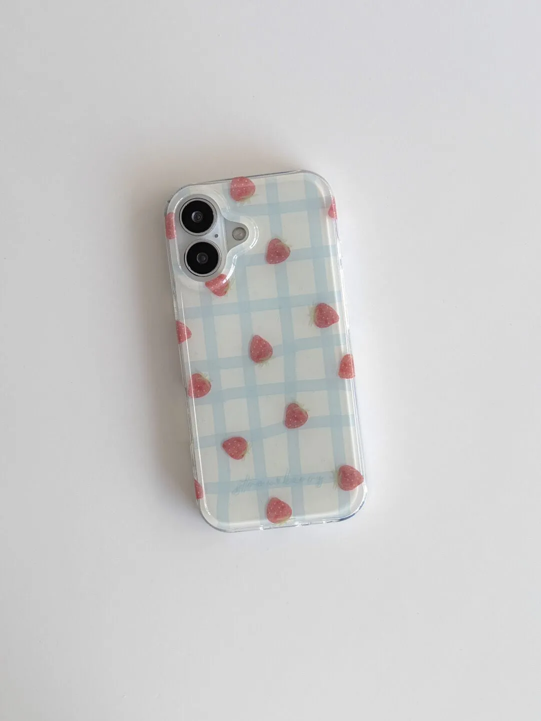 Fresh Blue Grid Pattern Strawb - đánh giá và giá Phone Cases Expensive